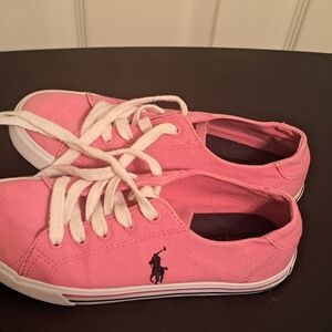 Ralph Lauren Pink Canvas Sneakers.Girls good  preloved condition